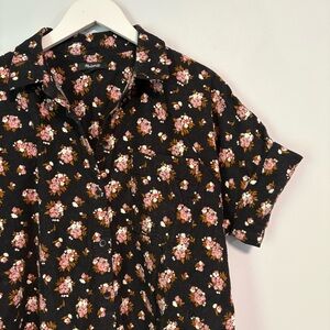 Madewell Black and Pink Casual short sleeve corduroy Shirt size medium